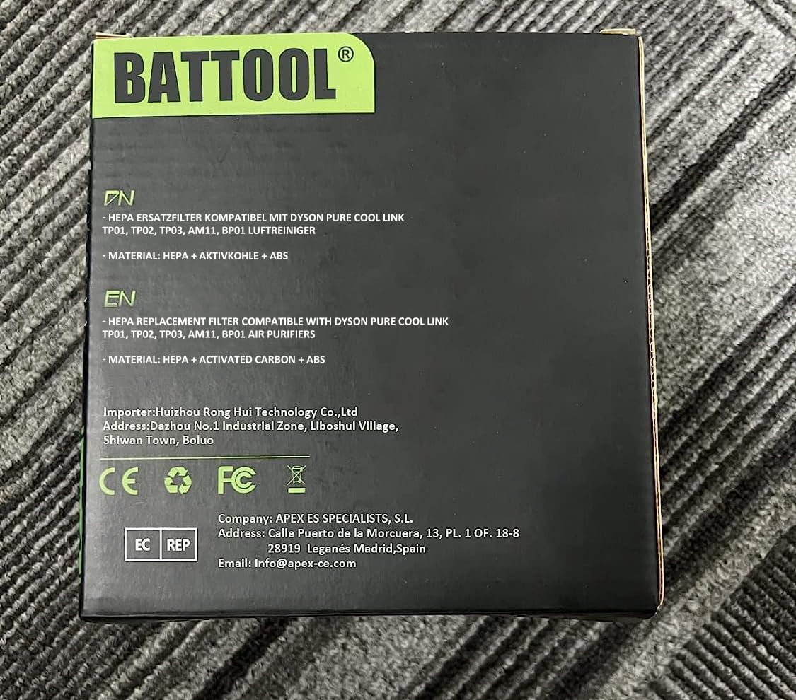 HEPA Replacement Filter for Dyson Air Purifier, Replaceable Filter Compatible with Dyson Pure Cool Link AM11 TP00 TP02 TP03 BP01 Air Purifier, Replaces Part # 968126-03